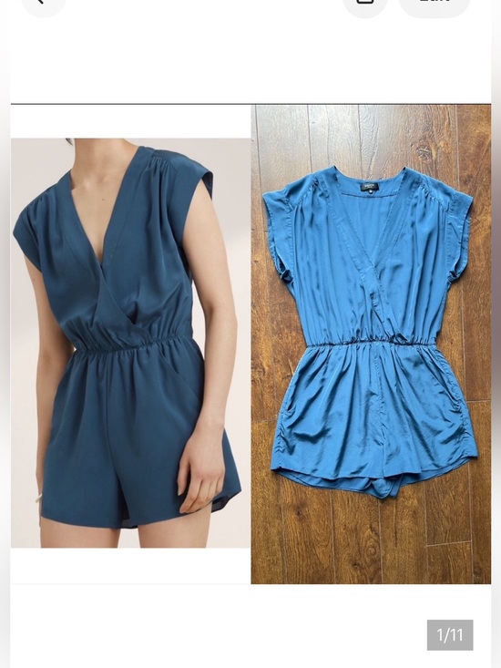 Aritzia Pants - Aritzia Large 100% Silk Babaton Surplice Romper Jumpsuit. Royal Blue.